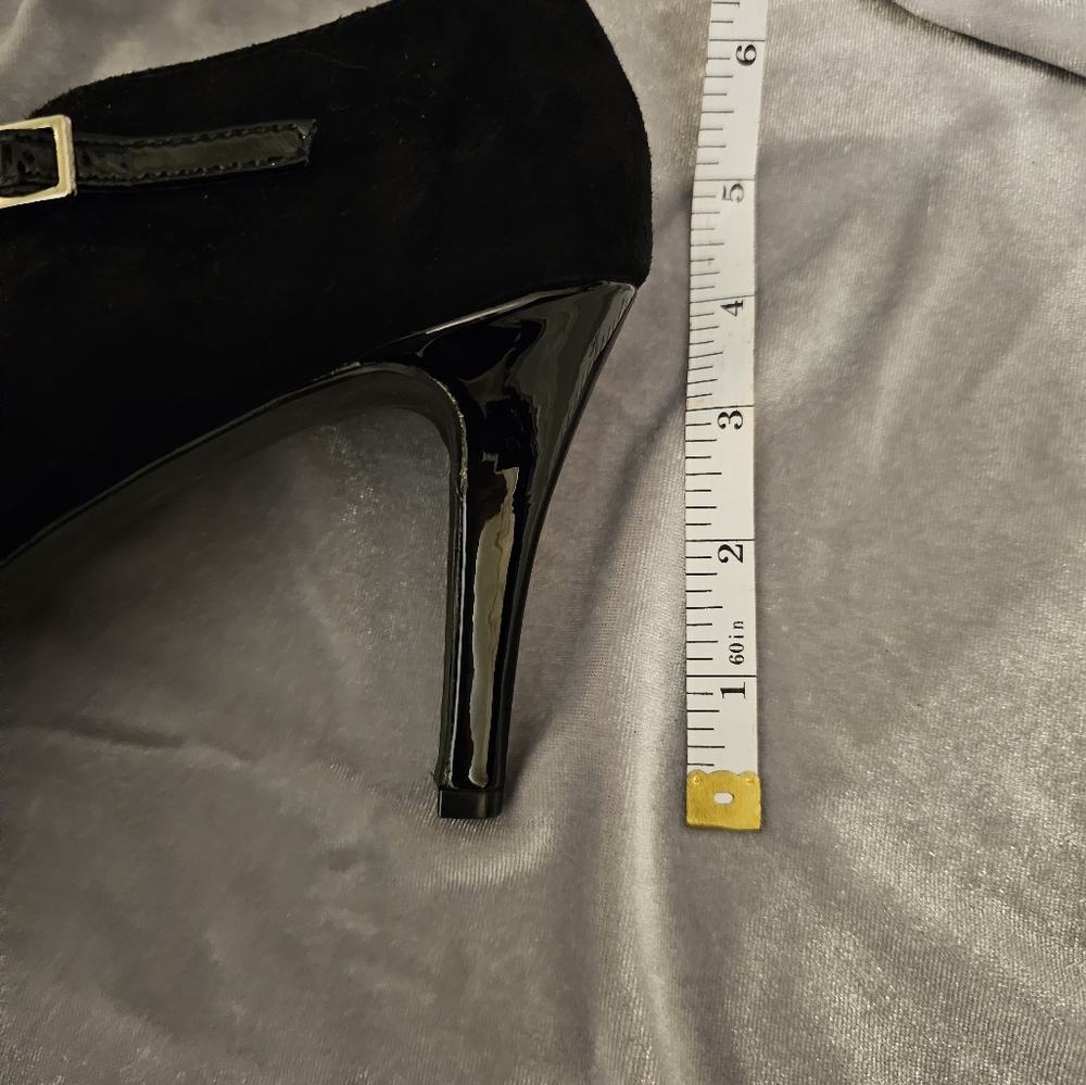 Alfani Vintage Suede Maryjane Platform Heels Shoes Pumps Patent Dress Sz 9M - Picture 10 of 10